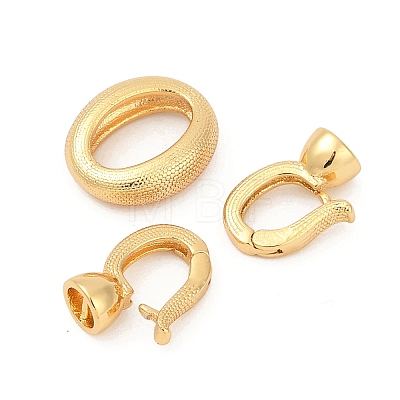 Brass Fold Oval Clasps KK-P302-05G-1