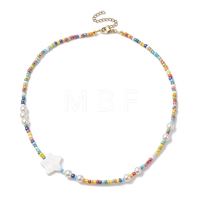 Glass Beaded Necklaces NJEW-JN04661-1