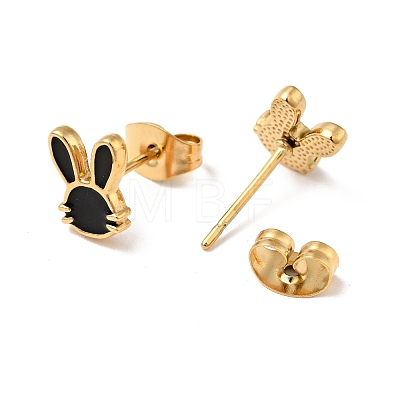 Enamel Rabbit Stud Earrings with 316 Surgical Stainless Steel Pins EJEW-A081-03G-1