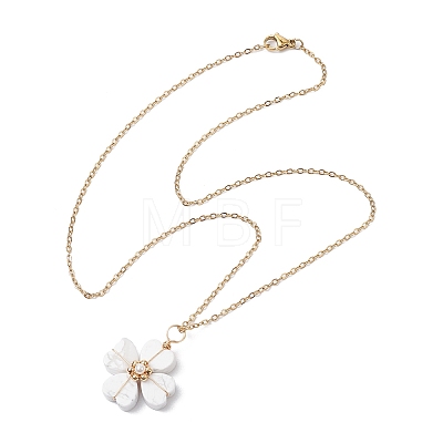 Natural Howlite Clover Pendant Necklaces NJEW-JN05132-01-1