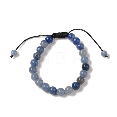 8mm Round Dyed & Heated Natural Blue Aventurine Braided Bead Bracelets BJEW-C067-01B-16-1