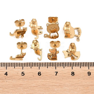 4 Pairs 304 Stainless Steel Stud Earrings EJEW-G469-02G-03-1