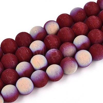 Frosted Opaque Glass Beads Strands GLAA-T032-P8mm-MBB05-1