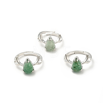 Gemstone Antler Adjustable Rings RJEW-G264-02P-1