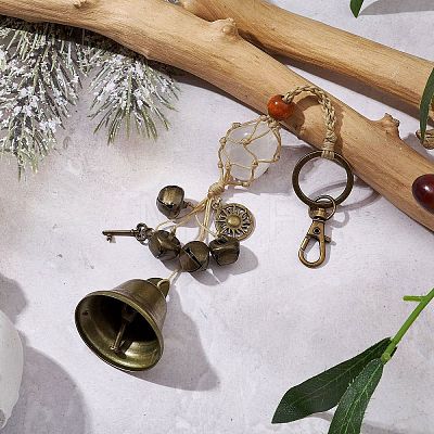 Natural Quartz Crystal Pouch Feng Shui Hanging Ornament HJEW-JM02377-1