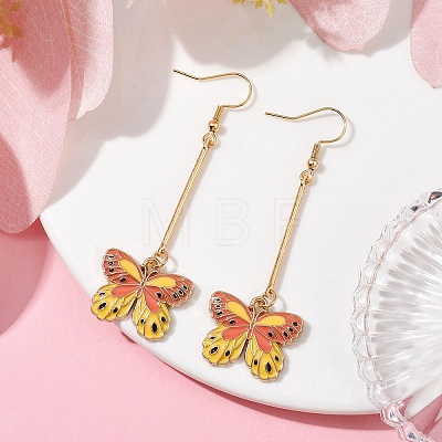 Alloy Enamel Butterfly Dangle Earrings EJEW-JE05604-01-1