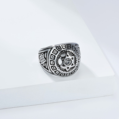 Vintage 304 Stainless Steel Thumb Finger Rings for Men WG07F13-01-1