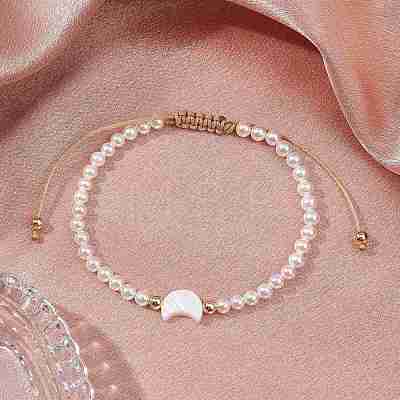 Shell Pearl Braided Bead Bracelets BJEW-JB11479-01-1