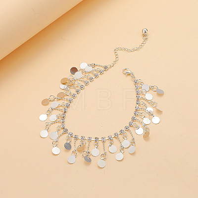 Flat Round Alloy Charms Anklets WG18F6C-07-1