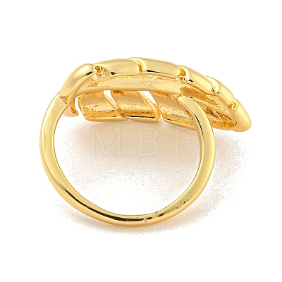 Brass Leaf Open Cuff Ring for Women RJEW-M173-14G-1