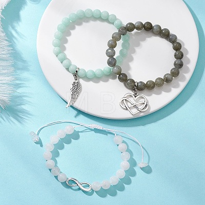 3Pcs Alloy Link & Charms Bracelets BJEW-JB12718-1