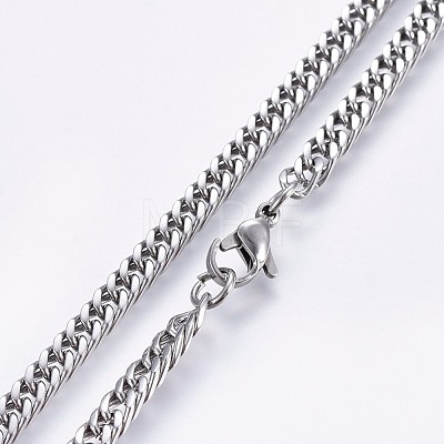 304 Stainless Steel Curb Chain Necklaces NJEW-O102-12P-1