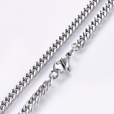 Non-Tarnish 304 Stainless Steel Curb Chain Necklaces NJEW-O102-12P-1