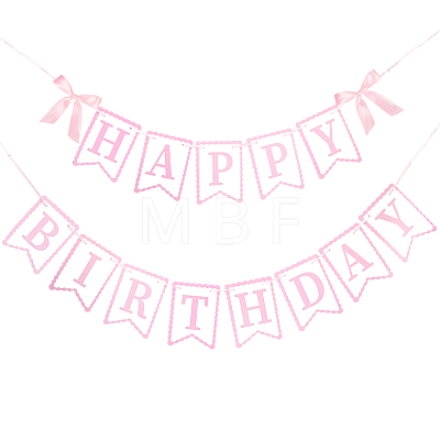 Word Happy Birthday Paper Card & Satin Bowknot Hanging Banners FEPA-WH0008-002-1