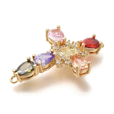Rack Plating Brass Micro Pave Cubic Zirconia Links X-KK-P287-51G-04-1
