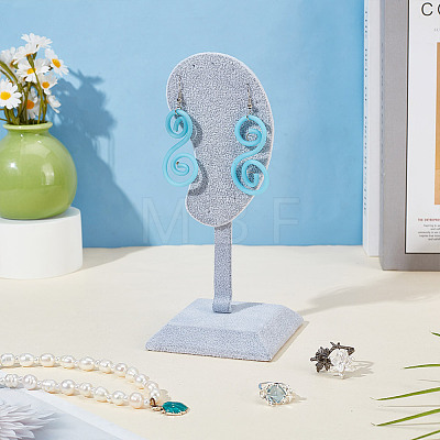 Ear Shaped Velvet & Wood Earrings Display Stands ODIS-WH0061-68A-1