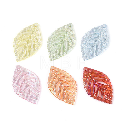 Transparent Acrylic Leaf Pendants TACR-T031-01M-1