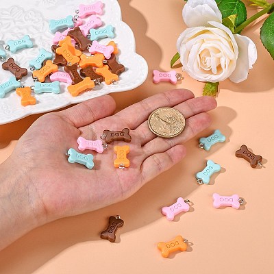 40Pcs 4 Colors Opaque Resin Pendants RESI-CJ0002-29-1