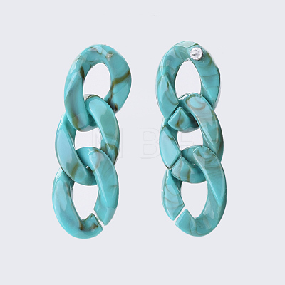 Acrylic Curb Chain Ear Studs EJEW-JE03126-M-1