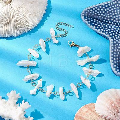 Natural Trochid Shell Beads Anklets AJEW-AN00618-1