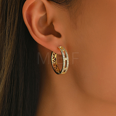 Hollow Brass Clear Cubic Zirconia Hoop Earrings OV8801-1