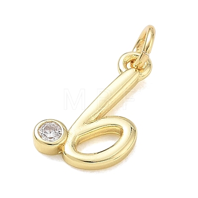 Brass Micro Pave Clear Cubic Zirconia Charms KK-D289-66G-B-1