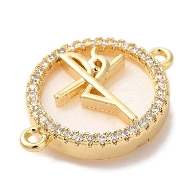 Rack Plating Brass Micro Pave Clear Cubic Zirconia Spanish Faith Cross Connector Charms X-KK-L220-003G-03-1