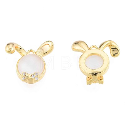 Brass Micro Pave Clear Cubic Zirconia Charms KK-N231-398-1
