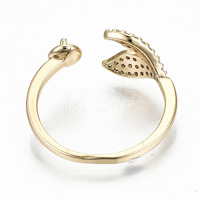 Brass Micro Cubic Zirconia Cuff Finger Ring Settings KK-T062-61G-NF-1