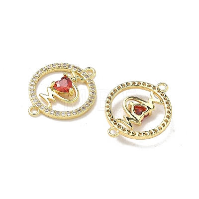 Mother's Day Brass Micro Pave Cubic Zirconia Ring with Word Mom Links Connector Charms KK-D235-03G-03-1
