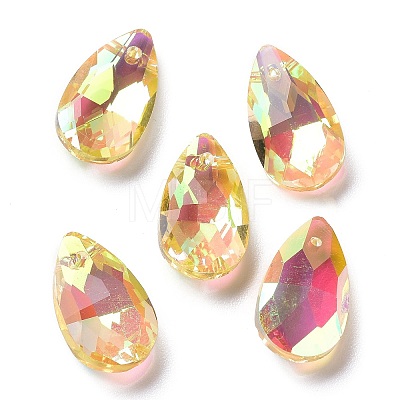 Faceted Teardrop Glass Pendants GLAA-O008-A17-1