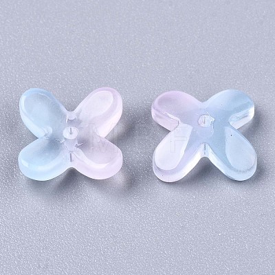Transparent Spray Painted Glass Beads X-GLAA-N035-012-C03-1