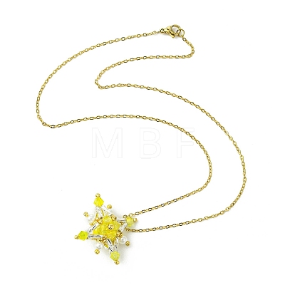 Glass Seed Beads Beaded Star Pendant Necklaces NJEW-MZ00088-04-1