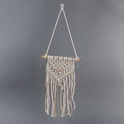 Cotton Cord Macrame Woven Wall Hanging HJEW-C010-02-1