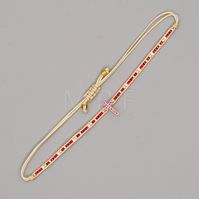 Adjustable Nylon Cord Braided Bead Bracelets BJEW-C011-08A-1