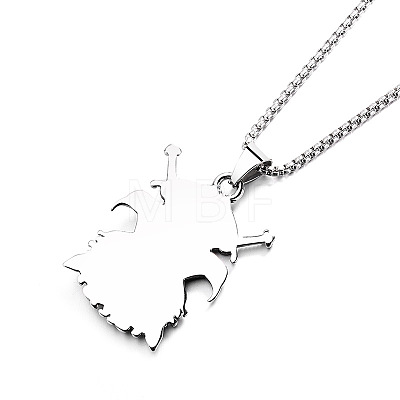 304 Stainless Steel Viking Pirate Double Crow Pendant Necklaces for Men FS-WG00F6C-01-1