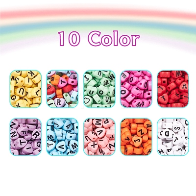 500Pcs 10 Colors Opaque Acrylic Enamel Beads MACR-YW0001-48-1