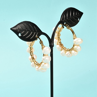 Ring Natural Pearl Beads Hoop Earrings for Girl Women EJEW-JE04685-01-1