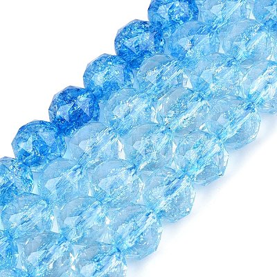 Crackle Transparent Glass Beads Strands GLAA-Q108-02A-03-1