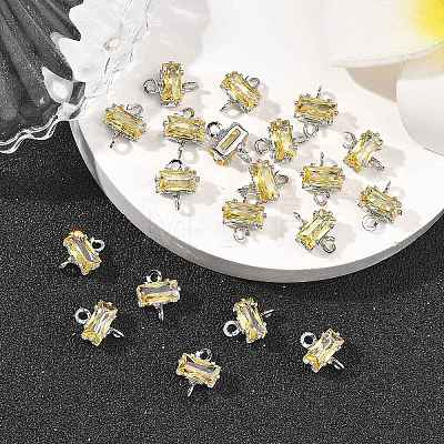 SHEGRACE Brass Pave Cubic Zirconia Rectangle Connector Charms XGRQ2O670-438C-P-1