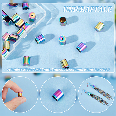Unicraftale 30PCS Ion Plating(IP) 304 Stainless Steel Cord Ends STAS-UN0049-15-1
