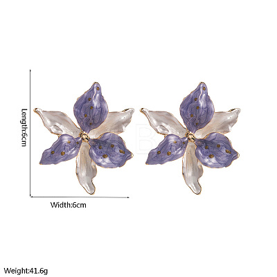 Alloy Enamel Stud Earrings for Women WG8E049-02-1