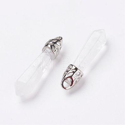 Natural Quartz Crystal Pointed Pendants G-P309-06-1