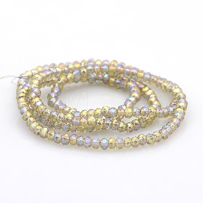 Full Rainbow Plated Faceted Rondelle  Glass Beads Strands GLAA-A024A-FR06-1