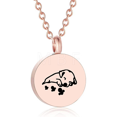 Flat Round with Dog Pendant Necklace PW-WG45E97-04-1