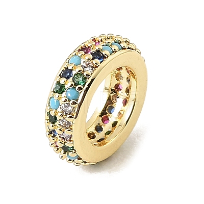 Brass Micro Pave Cubic Zirconia Beads CU-CBA389D-04G-02-1