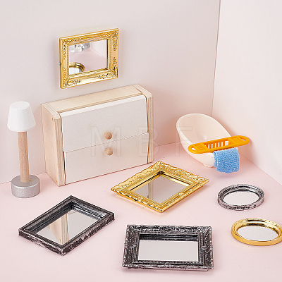 8Pcs 8 Style Miniature Retro Plastic Mirrors MJEW-CP0001-01-1