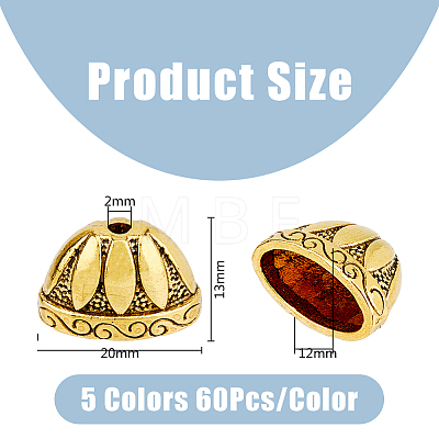 32Pcs 4 Colors Tibetan Style Alloy Bead Cones FIND-DC0003-96-1