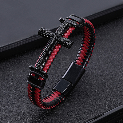 Artificial Leather Cord Braided Bracelets for Men FS-WGEBCD0-05-1
