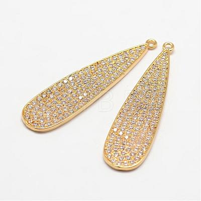 Teardrop Brass Micro Pave Cubic Zirconia Pendants ZIRC-L053-23G-1